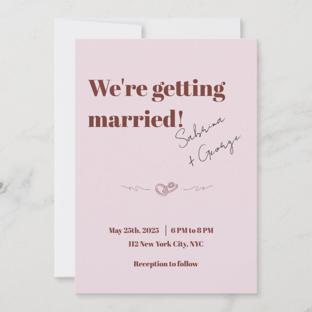 Elegant Modern handskriven QR-kod Bröllop Inbjudningar (Framsida)