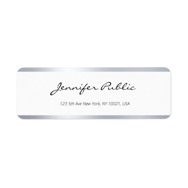 Elegant Modern handskriven Silver-handskriven skri Returadress Etikett (Framsidan)
