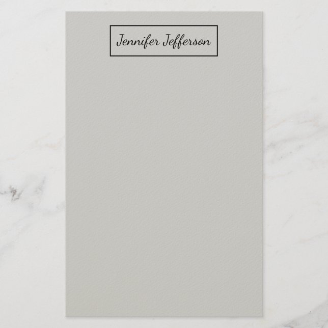 Elegant Modern Handstil Enkel Professionell Grå Brevpapper (Framsida)