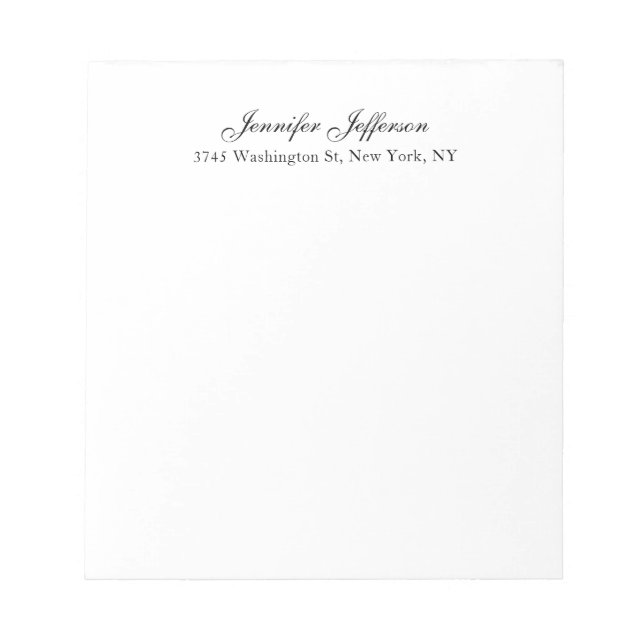 Elegant modern handstil Plain Professional Anteckningsblock (Framsida)