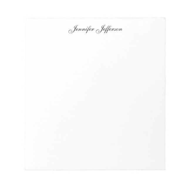 Elegant modern handstil Plain Professional Namn Anteckningsblock (Framsida)