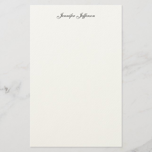 Elegant modern handstil Plain Professional Namn Brevpapper (Framsida)