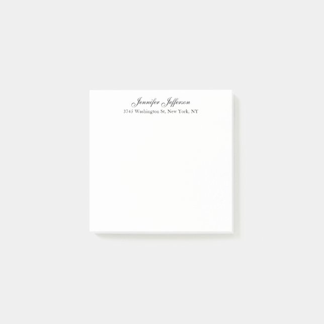 Elegant modern handstil Plain Professional Post-it Block (Framsida)
