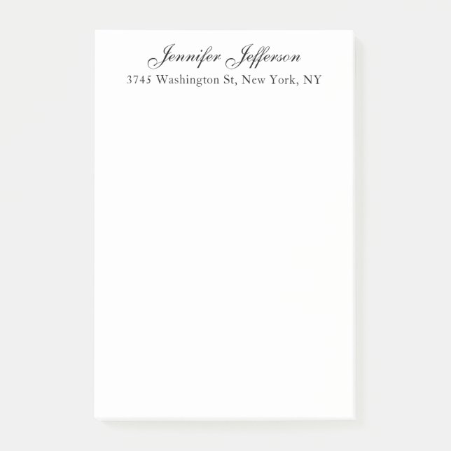 Elegant modern handstil Plain Professional Post-it Block (Framsida)