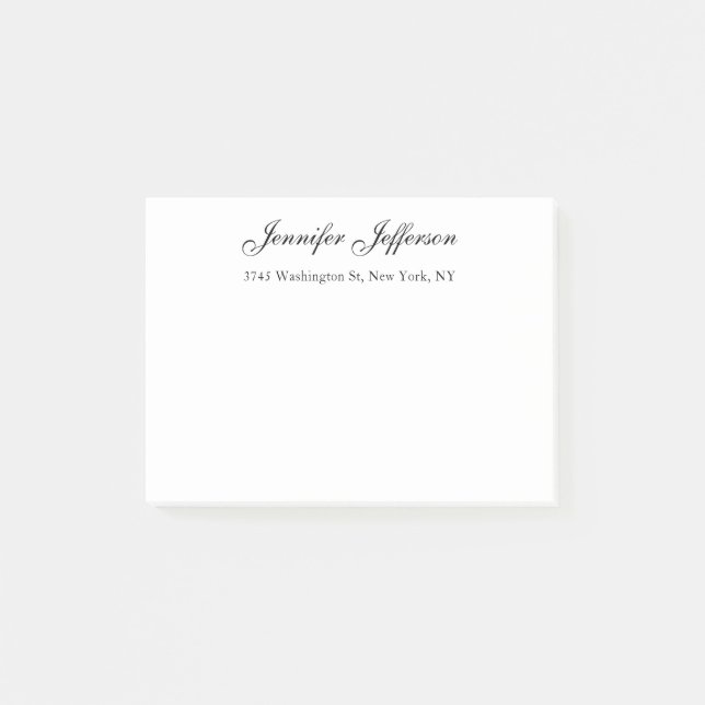 Elegant modern handstil Plain Professional Post-it Block (Framsida)