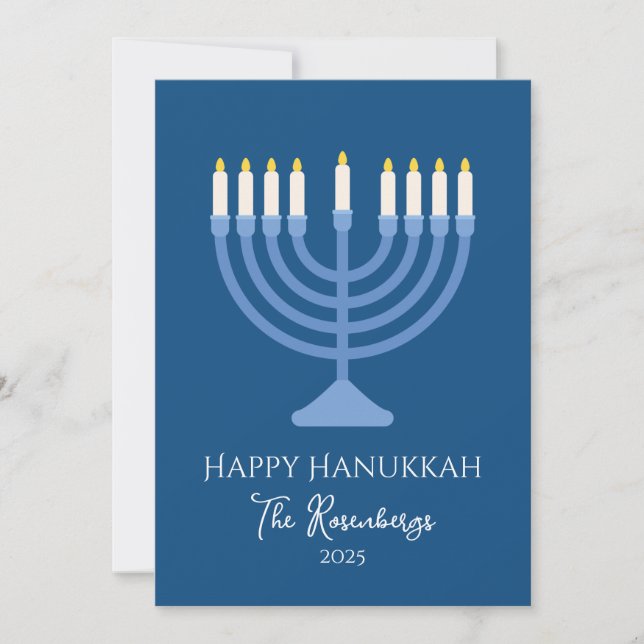 Elegant Modern Hanukkah Menorah Julkort (Framsida)