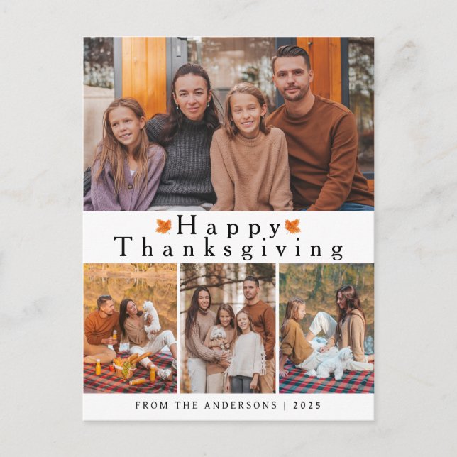 Elegant Modern Happy Thanksgiving Autumn Photo Helg Vykort (Framsida)