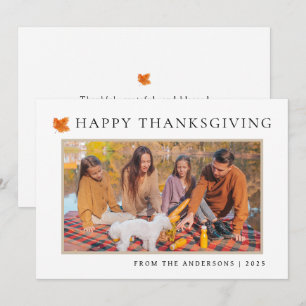 Elegant Modern Happy thanksgiving - höstfoto 1 Julkort