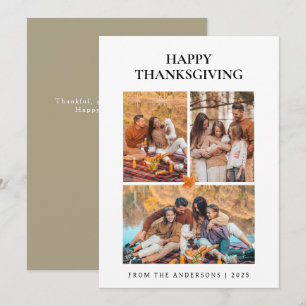 Elegant Modern Happy thanksgiving - höstfoto 3 Julkort