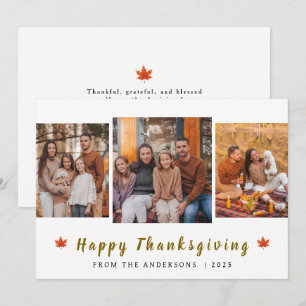 Elegant Modern Happy thanksgiving - höstfoto 3 Julkort