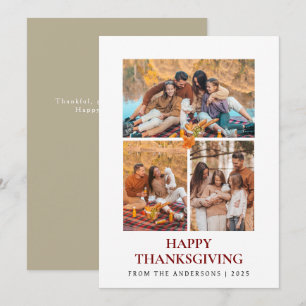 Elegant Modern Happy thanksgiving - höstfoto 3 Julkort