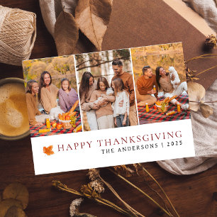 Elegant Modern Happy thanksgiving - höstfoto 3 Julkort