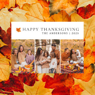Elegant Modern Happy thanksgiving - höstfoto 3 Julkort