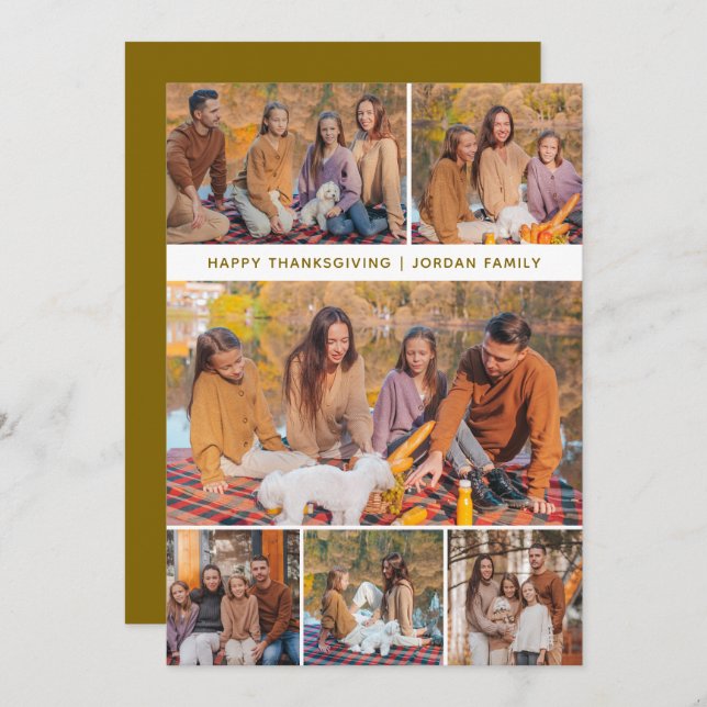 Elegant Modern Happy thanksgiving - höstfoto 6 Julkort (Fram/baksida)