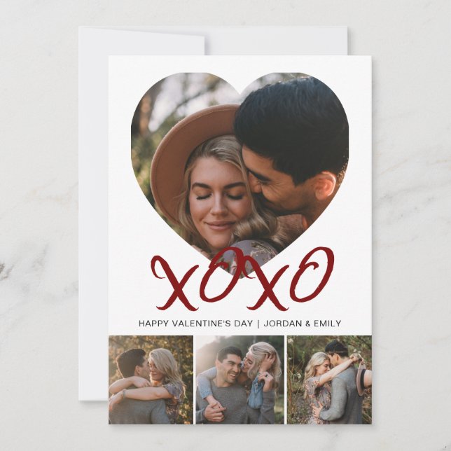 Elegant Modern Happy Valentine's Day 4 Photo Julkort (Framsida)