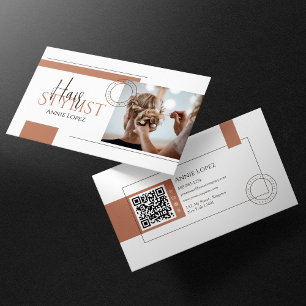 Elegant Modern Hårstylist Frisör QR-kod Visitkort