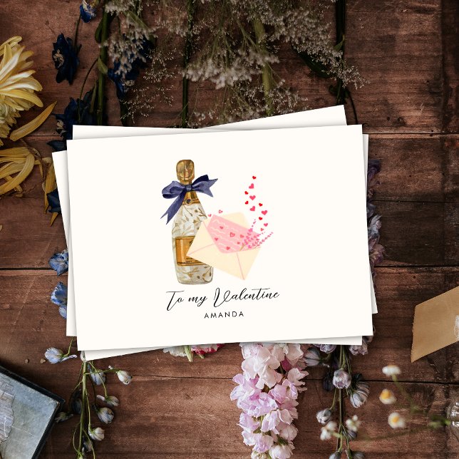 Elegant Modern Hearts Champagne alla hjärtans dag  Inbjudningar (Skapare uppladdad)