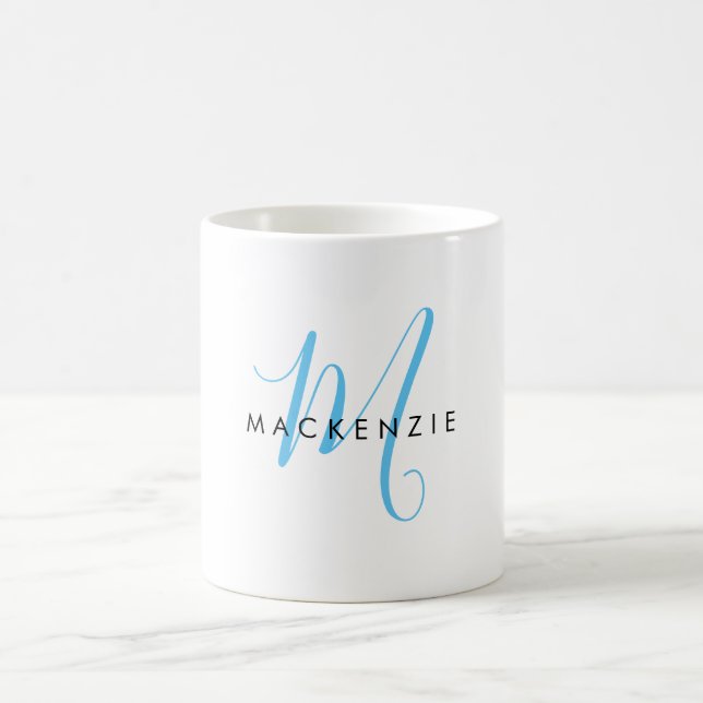 Elegant Modern Himlar Blue Script Monogram Kaffemugg (Center)