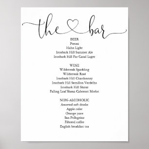 Elegant Modern Hjärtmanus Stav Meny Poster
