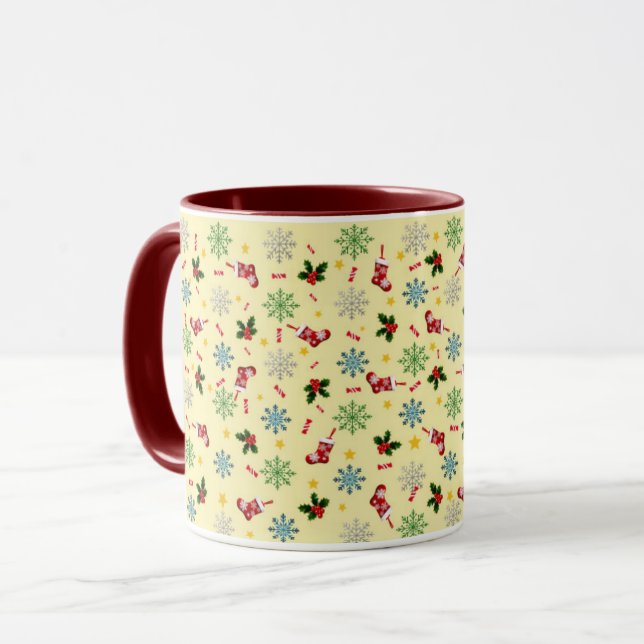 Elegant Modern Holly Löv Cute Winter jul Mugg (Framsida vänster)