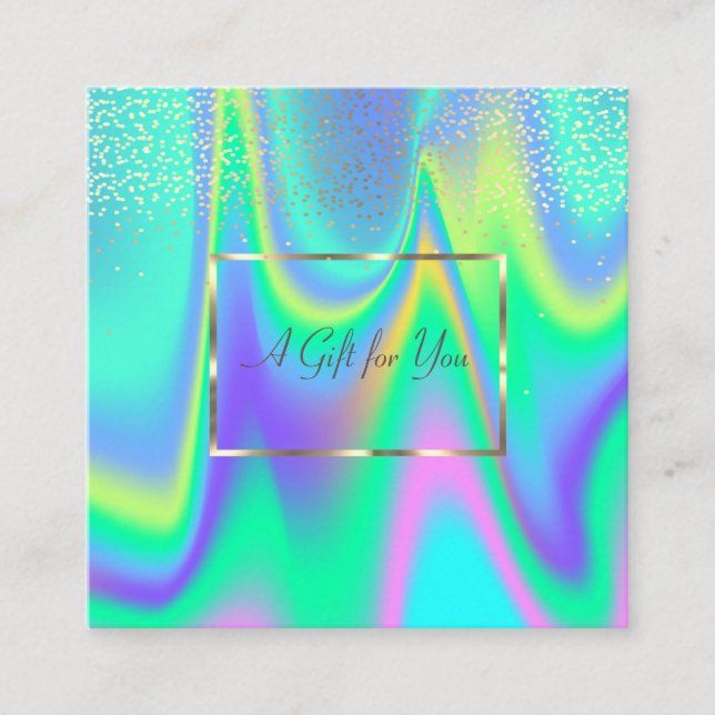 Elegant Modern Holograf Guld Ram, Konfetti Rabattkort (Framsida)