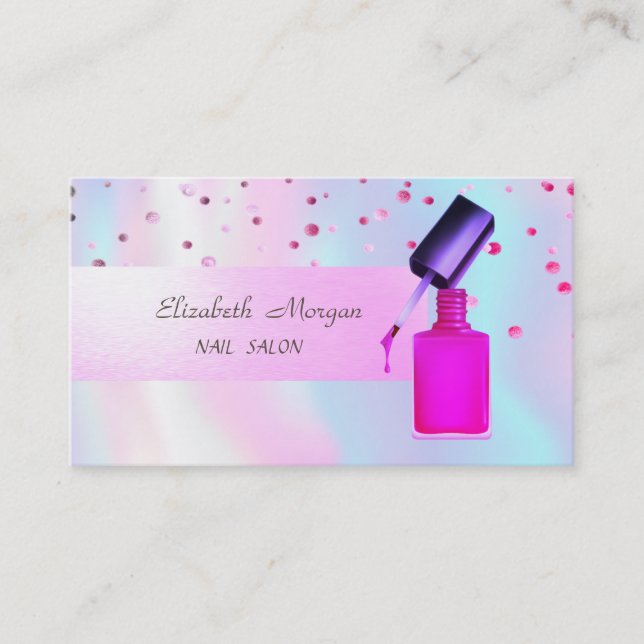Elegant Modern,Holografisk,Konfetti,Nagellack Visitkort (Framsida)