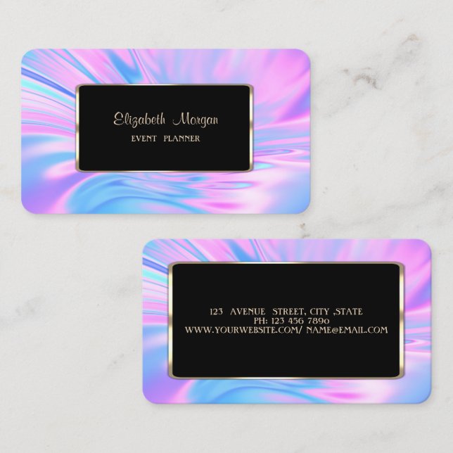Elegant Modern Holografisk Ram Visitkort (Fram/baksida)