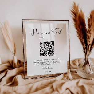 Elegant & Modern Honeymoon-fond QR-kod Poster