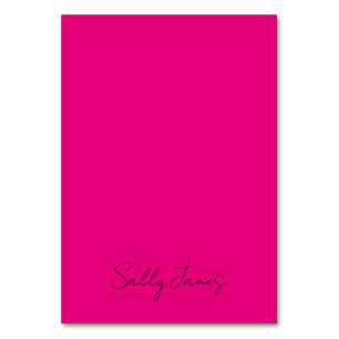 Elegant Modern Hot Pink och Svart Signatur Namn Bordsnummer