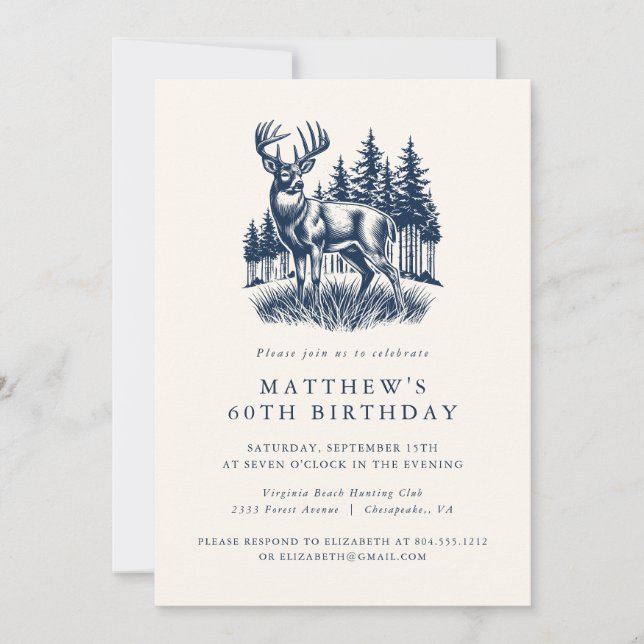 Elegant Modern Hunter Birthday Party  Invitation Inbjudningar (Framsida)