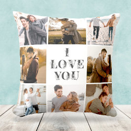 Elegant Modern I kärlek You Photo Collage Gift Kudde