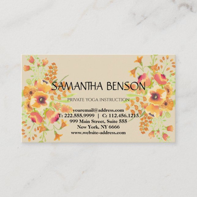 Elegant modern illustration av blommigten Vattenfä Visitkort (Framsida)