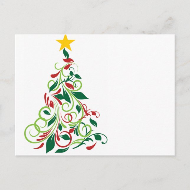 Elegant Modern illustration av Julgran Helg Vykort (Framsida)