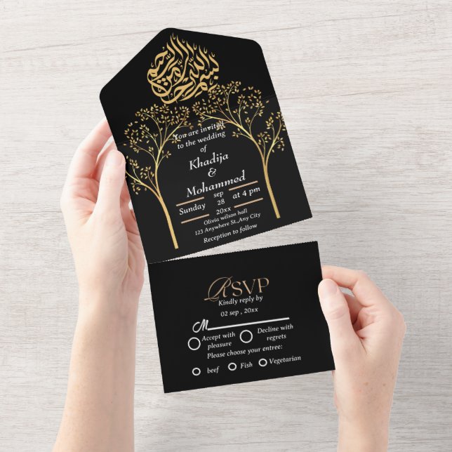 Elegant modern islamisk BLACK OCH WHITE bröllop (Avrivbar del)