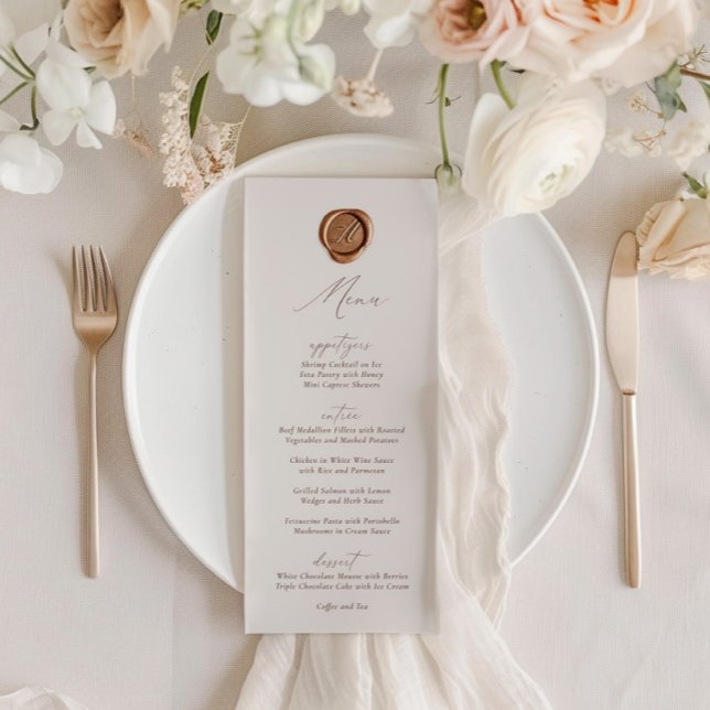 Elegant Modern ivorianskalligrafi Bröllop Menu Inbjudningar (Elegant Modern Ivory Calligraphy Wedding Menu )
