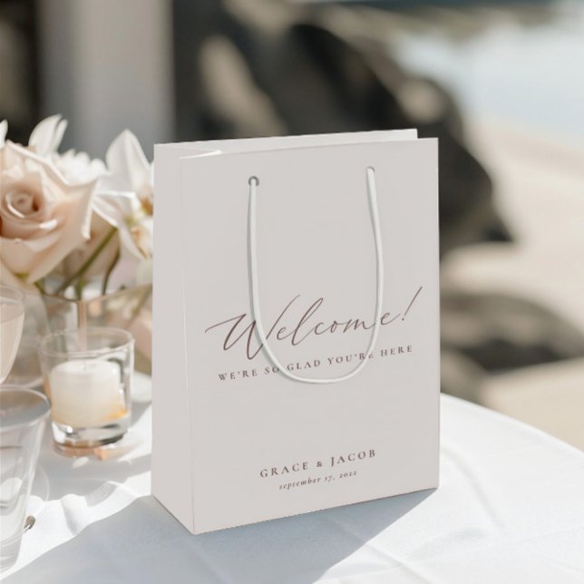 Elegant Modern Ivory Bröllop Välkomsthjälp i påsar (Elegant Modern Ivory Wedding Welcome Gift Bags)