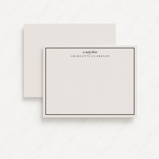 Elegant Modern Ivory och Black Gräns Note Card Inbjudningar (Skapare uppladdad)
