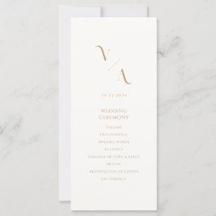 Elegant Modern Ivory och Tan-Bröllopsprogrammet