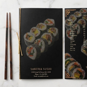 Elegant modern japansk sushi-restaurang meny