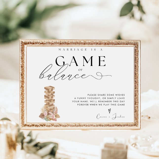 Elegant Modern Jenga Guest Bok Bröllop-tecken Poster (Skapare uppladdad)