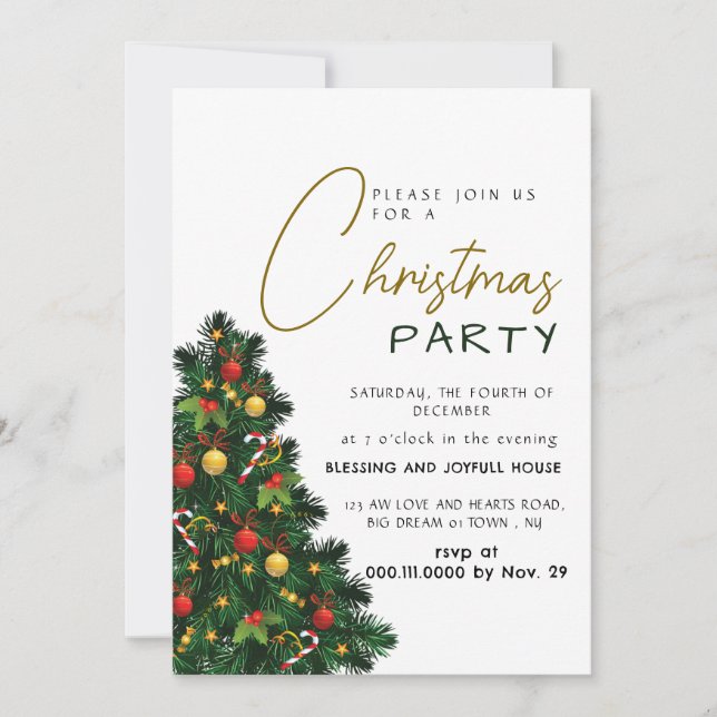 Elegant Modern Joy Christmas Party Inbjudningar (Framsida)