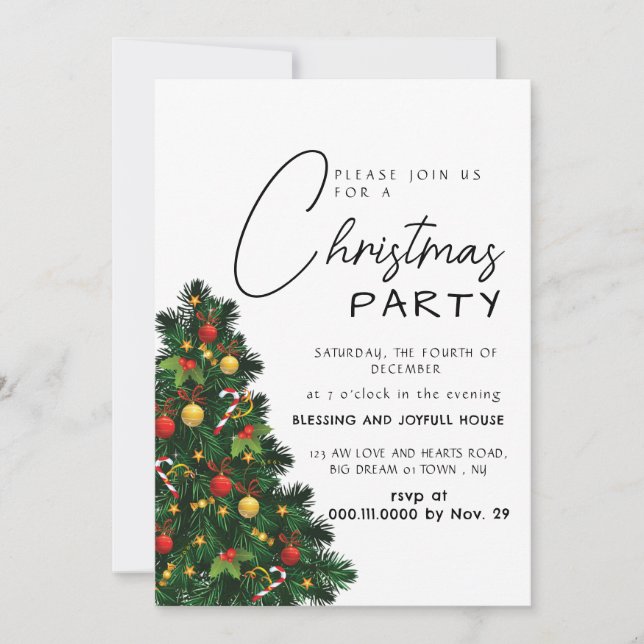 Elegant Modern Joy Christmas Party Inbjudningar (Framsida)