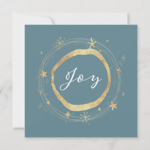 Elegant Modern Joy Ice Blue Guld Star Julkort