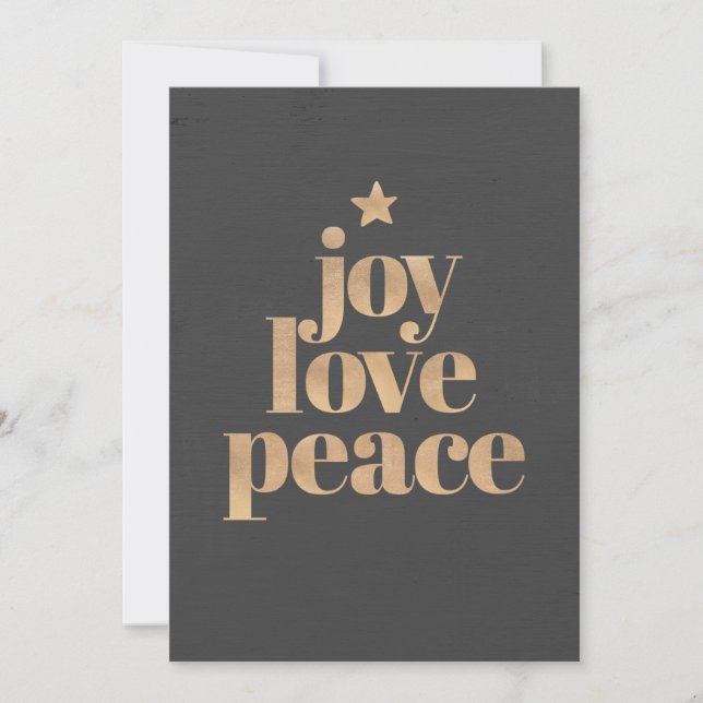Elegant Modern Joy, Love & Peace Christmas Julkort (Framsida)