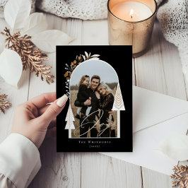 Elegant Modern Joy Photo Evergreen Julgran Julkort