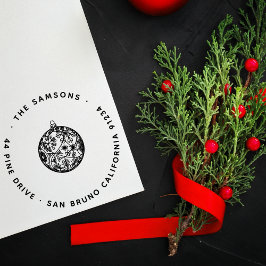 Elegant Modern Jul Bauble Namn & Adress Självfärgande Stämpel