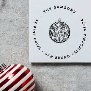 Elegant Modern Jul Bauble Namn & Adress Stämpel