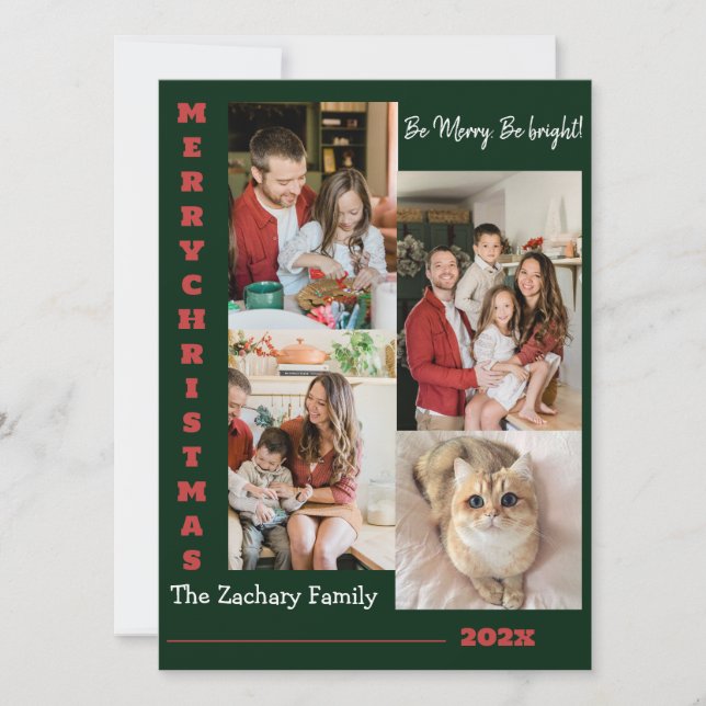 Elegant modern jul familjefoto collage julkort (Framsida)