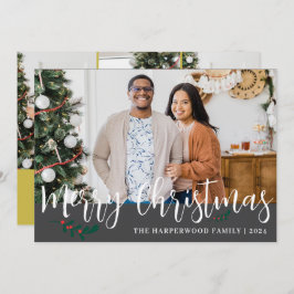 Elegant Modern julfamiljs fotokollage Julkort