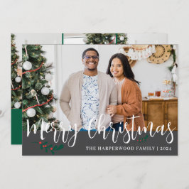 Elegant Modern julfamiljs fotokollage Julkort